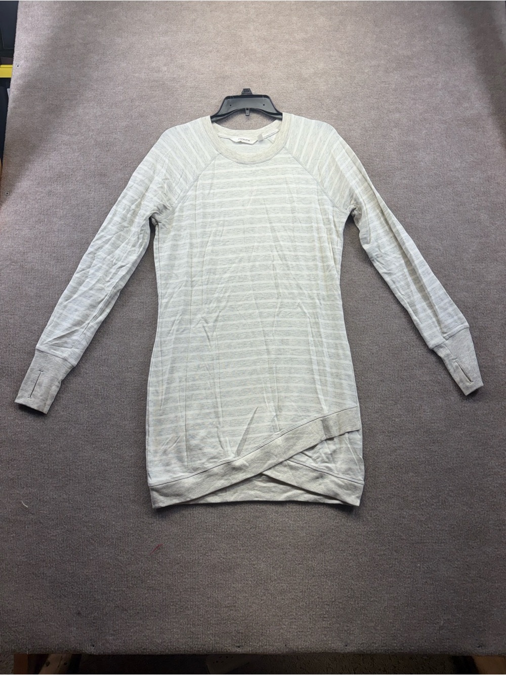 Athleta gray and white striped tunic sweatshirt size small